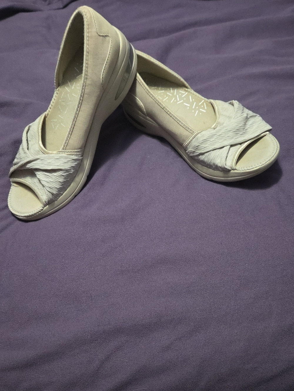 Bzees Women's Open-Toe Slip-On Sandals in Light Beige